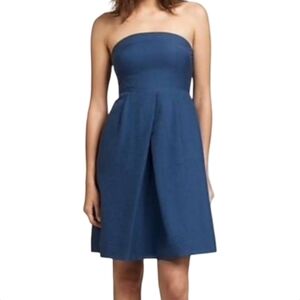 J.Crew Strapless Fit & Flare Dress Navy Blue Size 4 Silk  Blend  cocktail dress